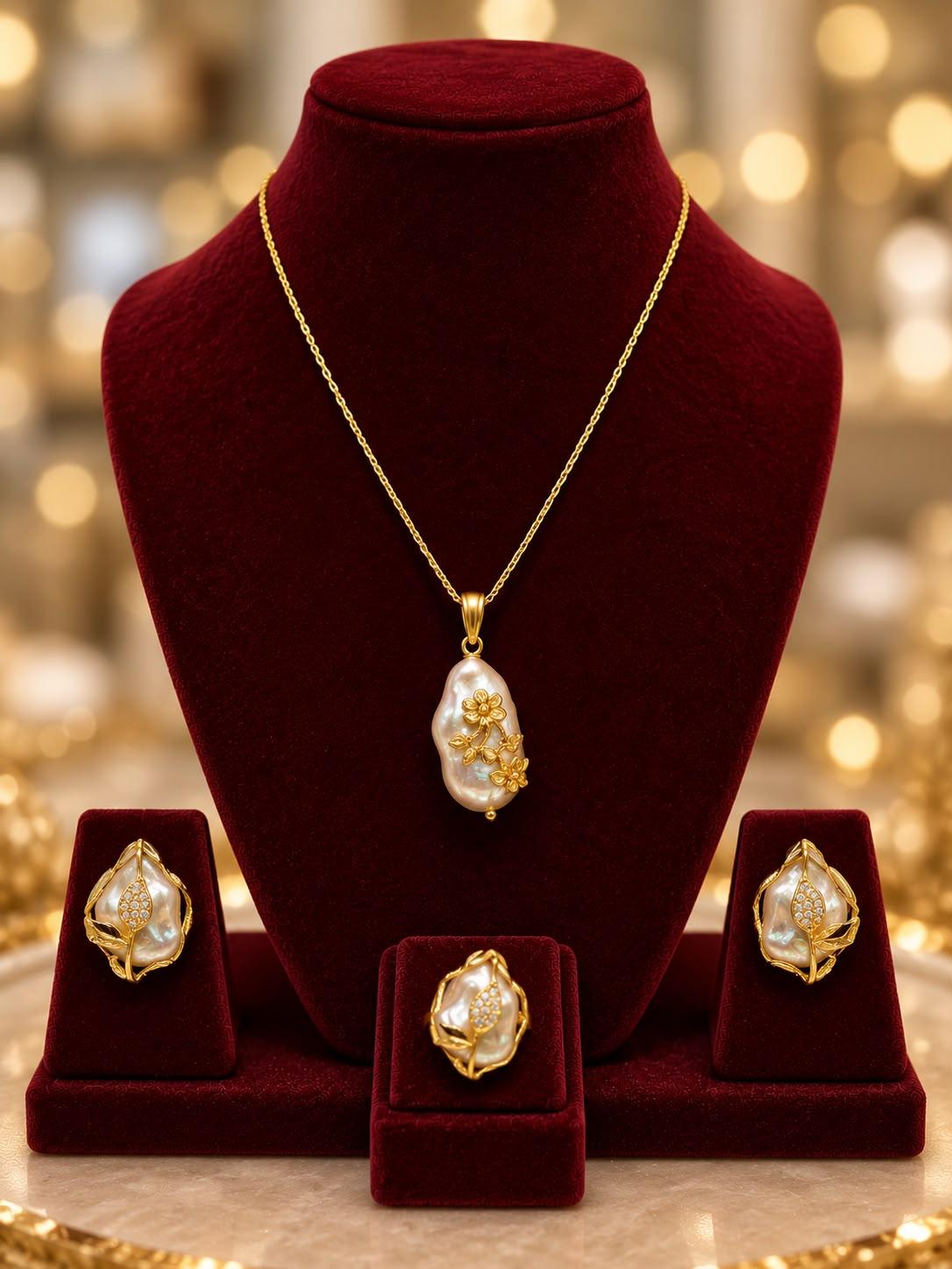 AQ-SSBQ-004 — Golden baroque pearl pendant