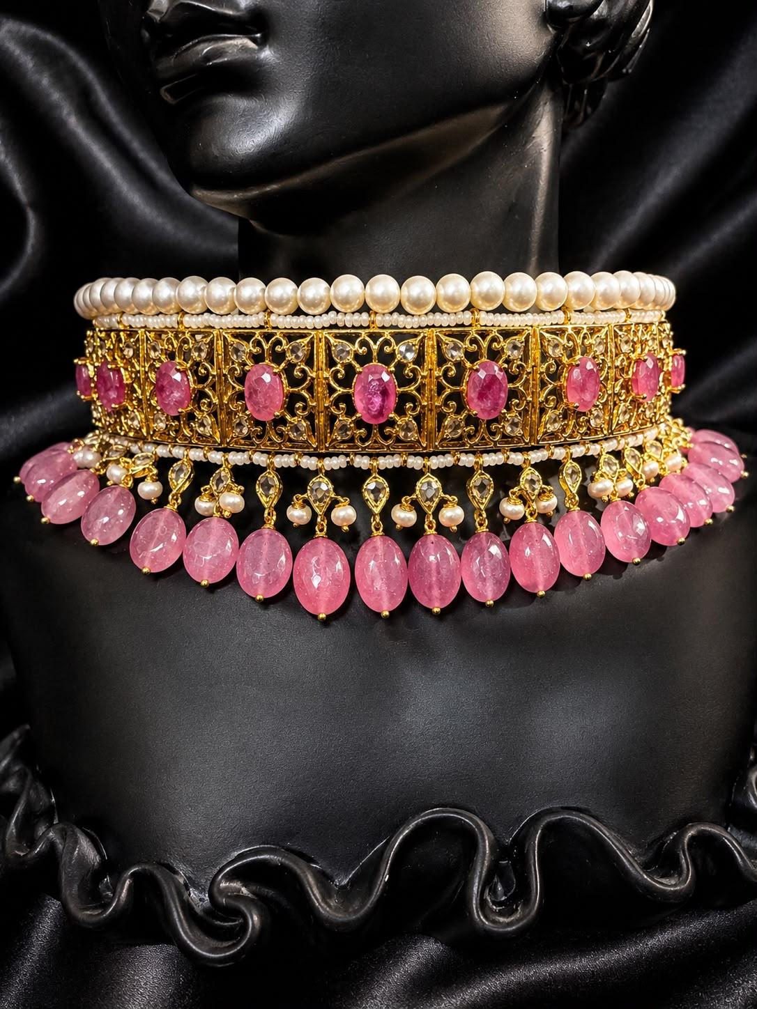 AQ-JDRB-009 — Jadavi kundan work with emerald drops