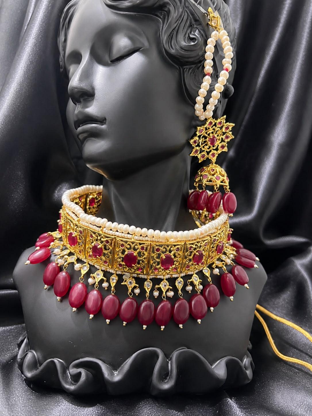 AQ-JDRB-003 — Jadavi kundan work — pearl and gemstone setting