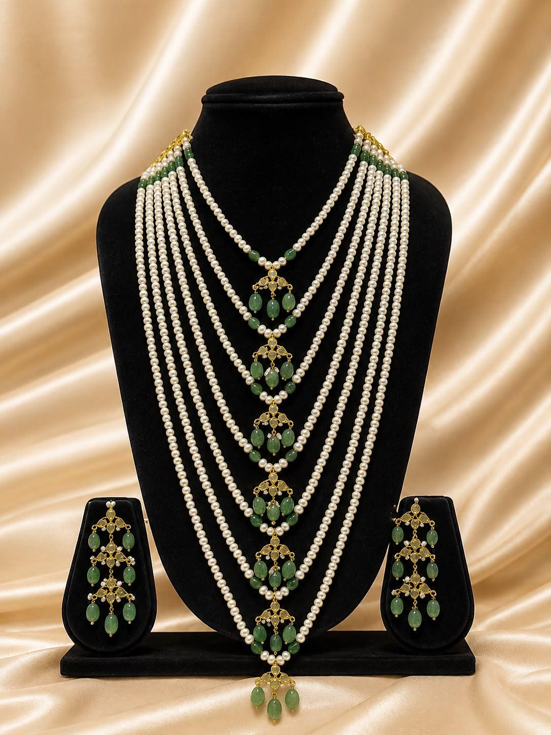 AQ-STEM-003 — Multi-layer Satlada with natural Bangkok ruby, gold-polish copper motifs and CZ polki