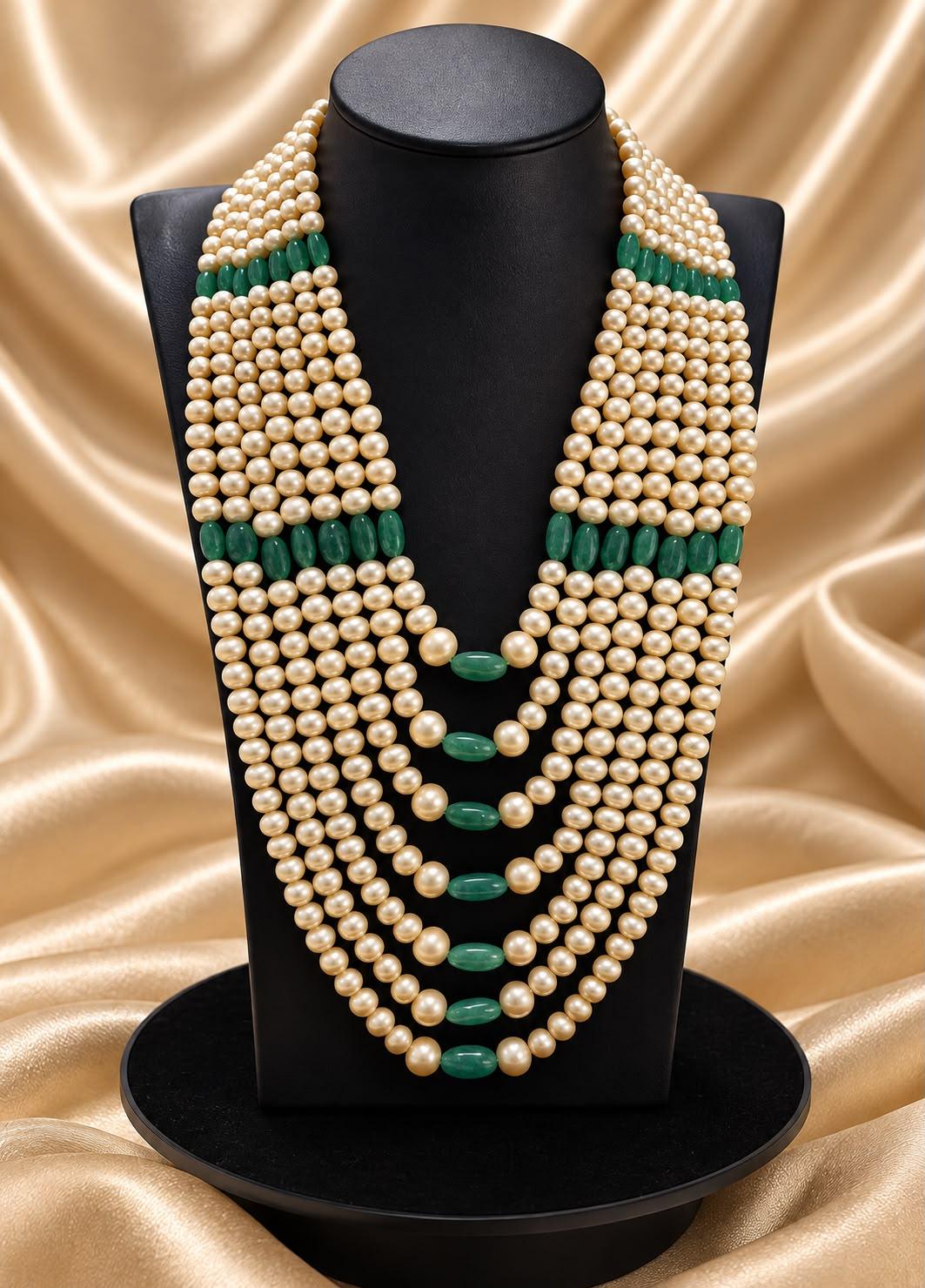 AQ-STEM-007 — Satlada with matching earrings, silver base, premium Bangkok ruby