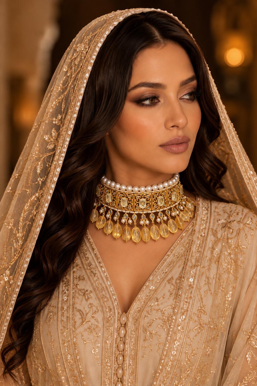 Pearl jewellery at the Anaqa atelier — each piece strung and knotted by hand in Hyderabad